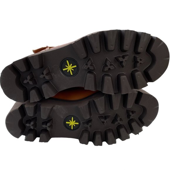 New Ross & Snow Lucky Waterproof Cognac Leather Moto Ankle Boots - Size 7 - Picture 5 of 6